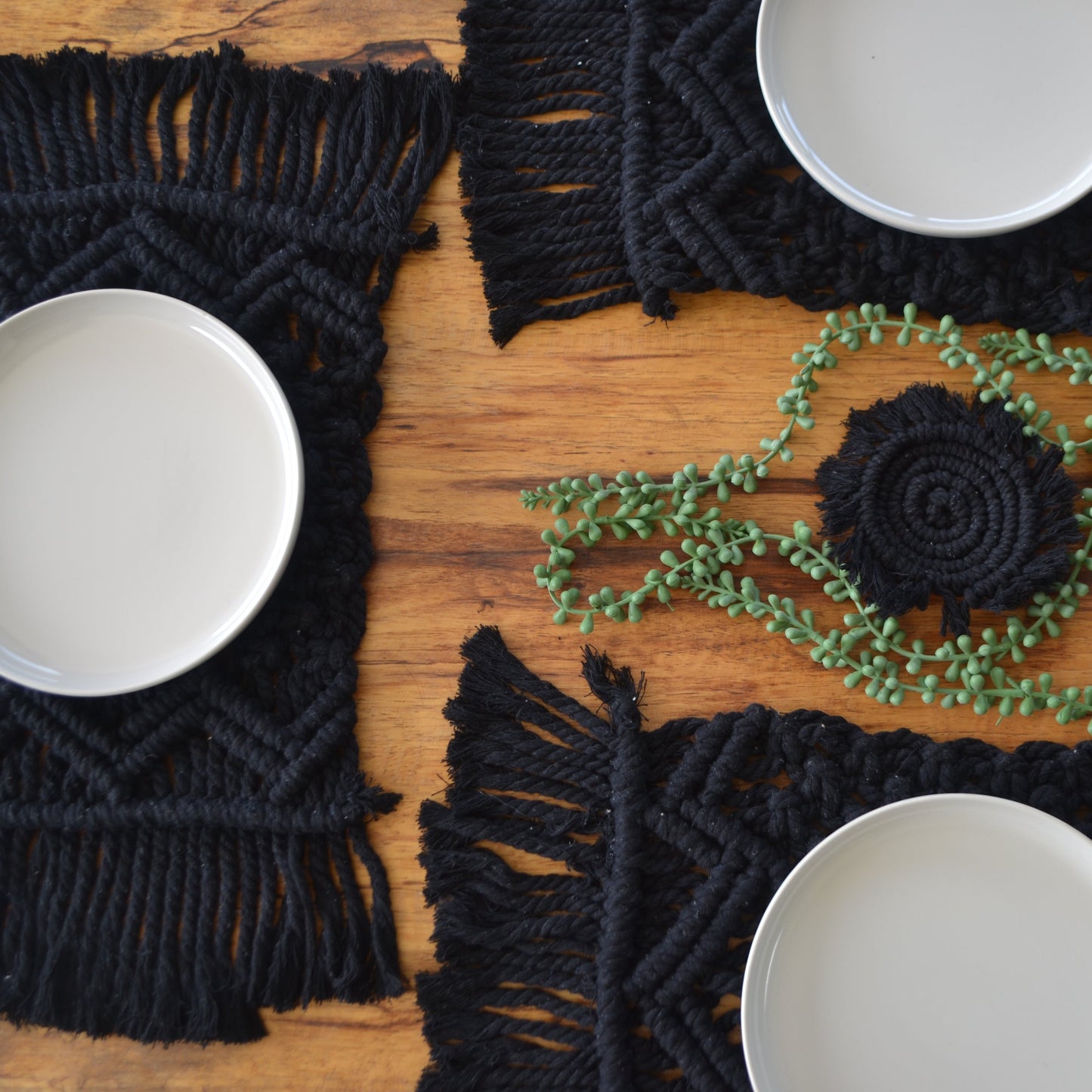 Pippa Black Macrame Placemats (Set of 4)