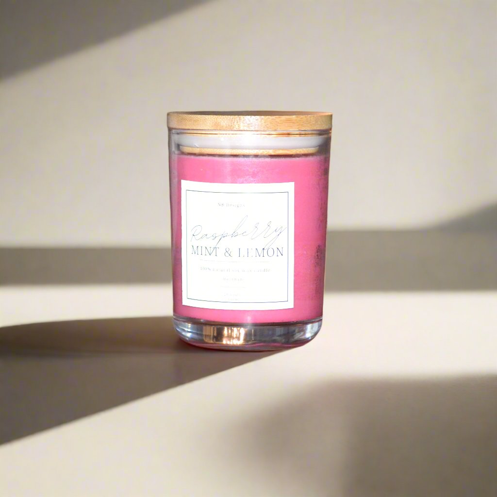 Raspberry, Mint & Lemon Soy Wax Scented Candle