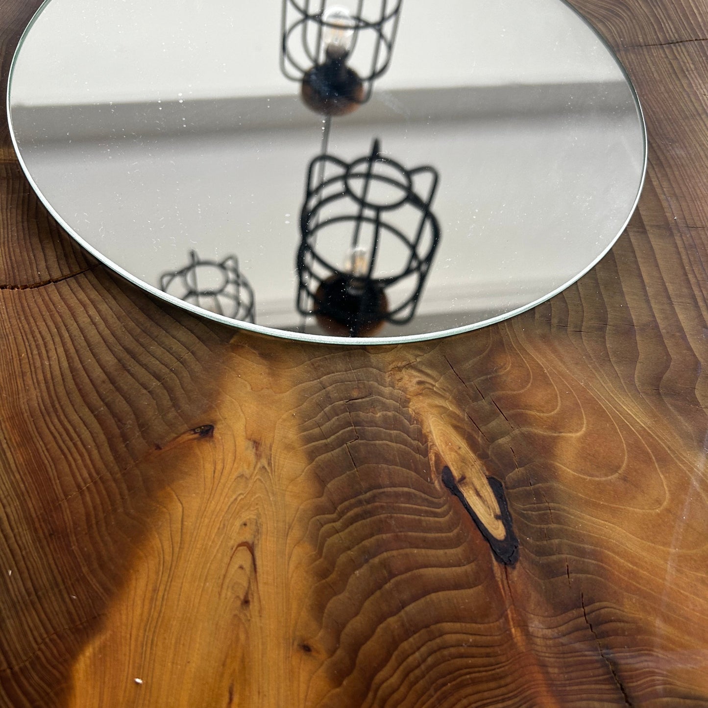 Raw Wood Hanging Mirror