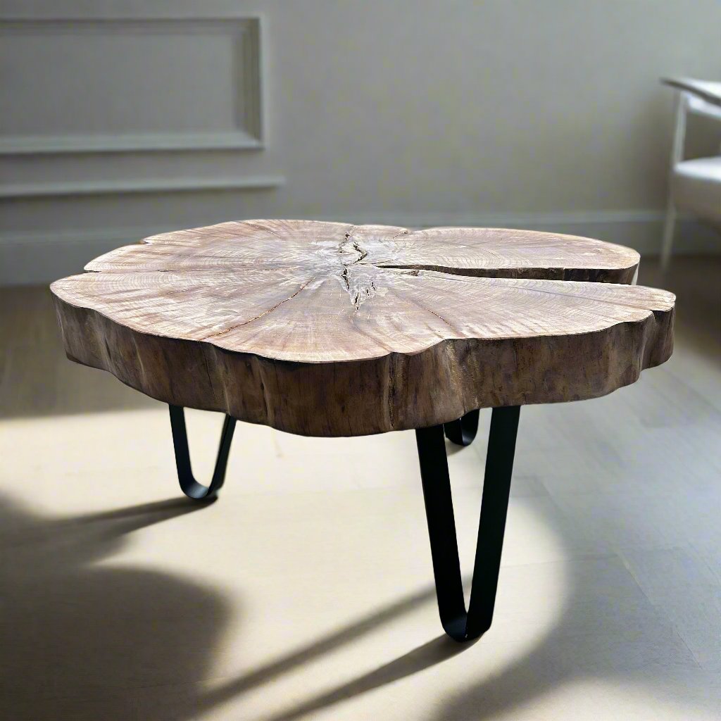 Round Raw Wood Coffee Table 02