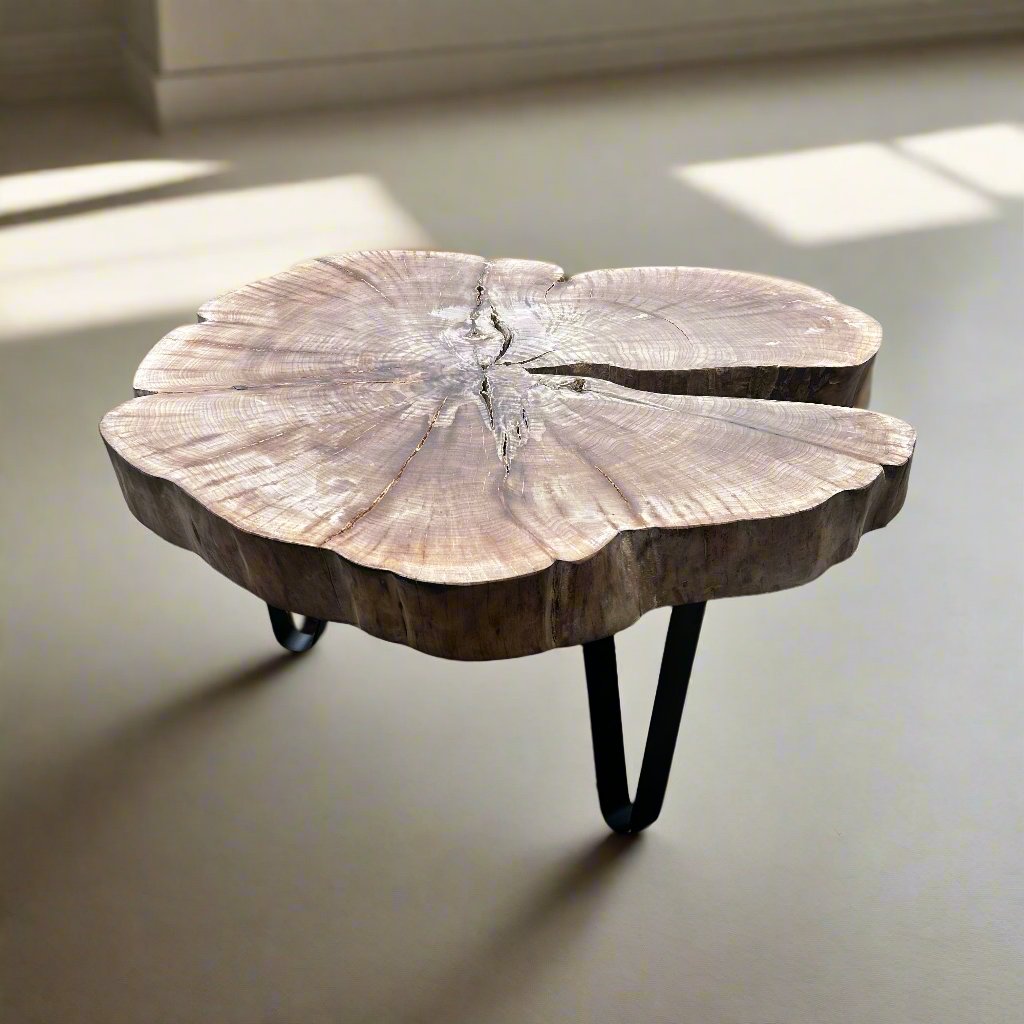 Round Raw Wood Coffee Table 02