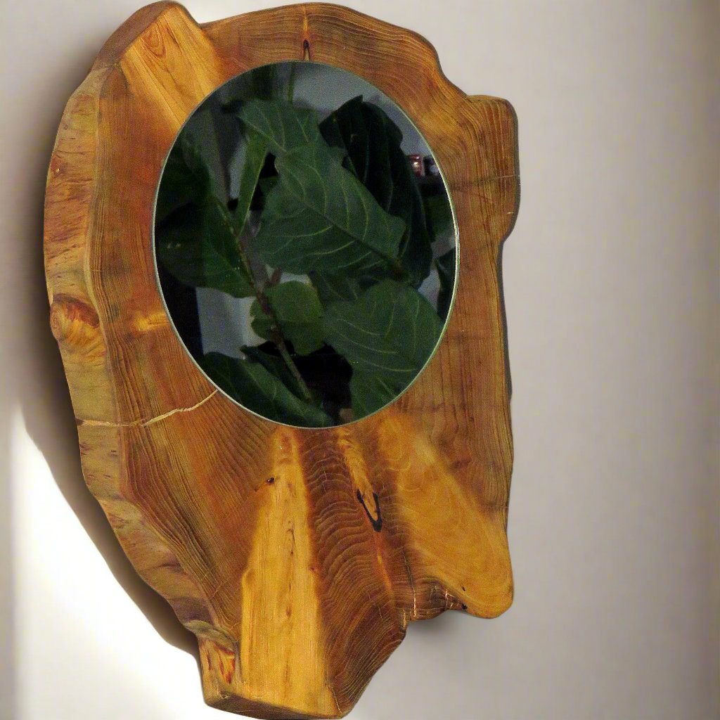 Raw Wood Hanging Mirror